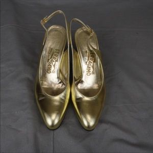 COPY - Authentic salvator ferragamo gold heels sz…